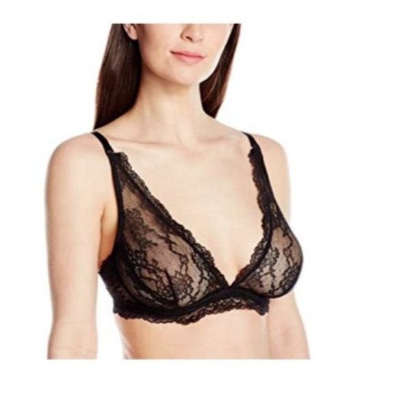 LE MYSTERE Perfect 10 Lace Unlined Underwire Bralette Bra Black 34C NEW - Picture 2 of 2